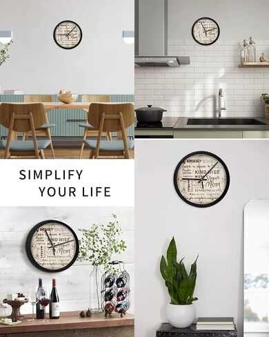 Wall Clock Carnation Flower Mother Baby Battery Operated Clocks 10 Inch Silent Non-Ticking Wallclock Super Mom Vintage Round Wall Clocks for Living Room Bedroom Kitchen Office Home Decor in Saudi Arabia