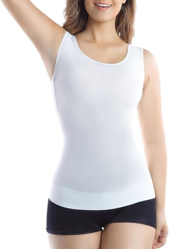 +MD Women's Seamless T-Shirt Scoop Neck Short Sleeve Comfort Light Control Shapewear Undershirt Pyjamas Black XL in Kuwait