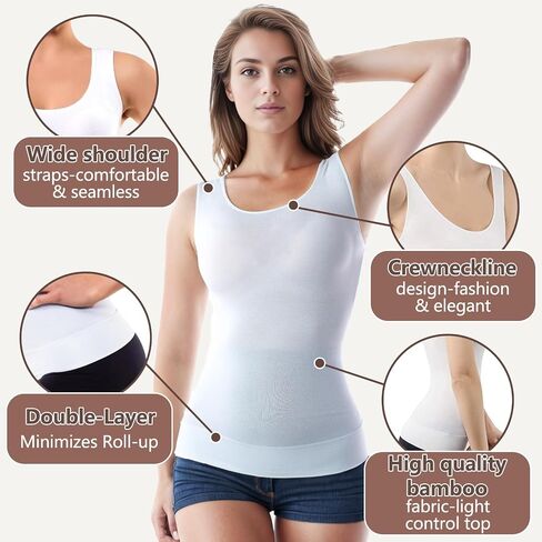 +MD Women's Seamless T-Shirt Scoop Neck Short Sleeve Comfort Light Control Shapewear Undershirt Pyjamas Black XL in Kuwait