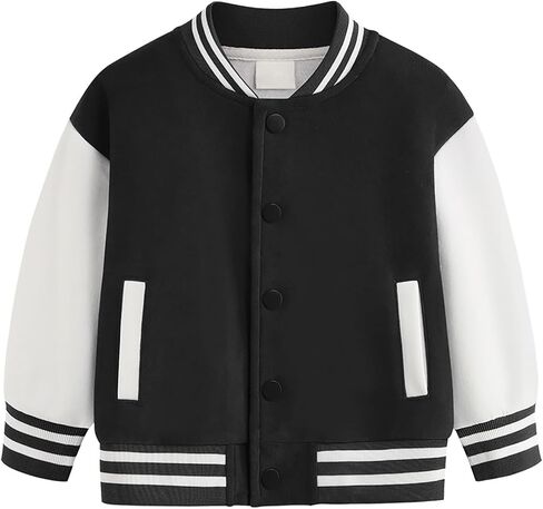 Toddler Baby Boy Girl Baseball Jacket Y2𝚔 Varsity Bomber Jackets Print Color Block Button Letterman in Saudi Arabia