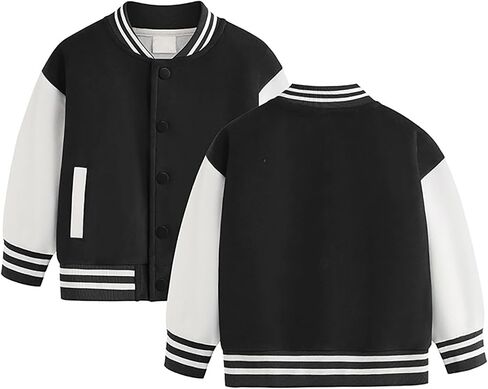 Toddler Baby Boy Girl Baseball Jacket Y2𝚔 Varsity Bomber Jackets Print Color Block Button Letterman in Saudi Arabia