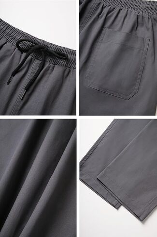 THWEI Mens Cargo Pants Casual Drawstring Joggers Cotton Work Sweatpants Outdoor Trousers Black M in Kuwait