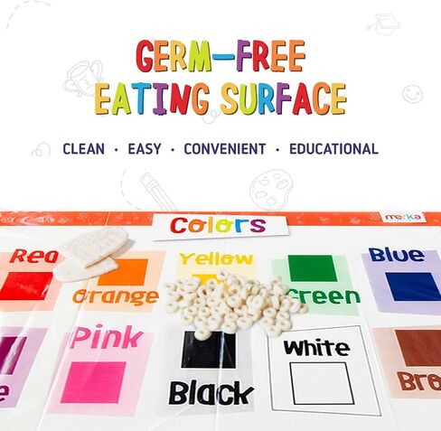 merka Disposable Placemats for Baby and Toddlers 12" x 18", 20 Pack Stick-on Table Mats for Restaurants, Includes Shapes, Numbers, Letter & Colors in Saudi Arabia