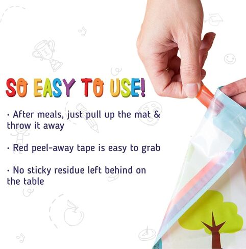 merka Disposable Placemats for Baby and Toddlers 12" x 18", 20 Pack Stick-on Table Mats for Restaurants, Includes Shapes, Numbers, Letter & Colors in Saudi Arabia