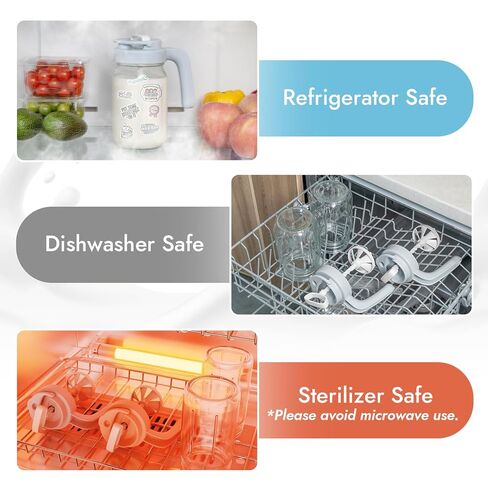 Papablic Glass Breastmilk Pitcher, Formula Mixing Pitcher with Mixing Handle Lid, Wide Mouth Mason Jar Mixer with Flip Locking Spout, Easy to Clean, BPA Free, Blue in Kuwait