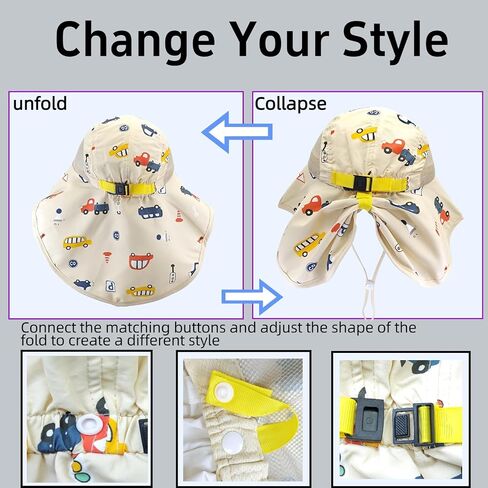 Kids Summer Sun Hat with Neck Flap - Lightweight Beach Hat for Boys & Girls, Beach & Outdoor Play (3-12 Years) in Kuwait