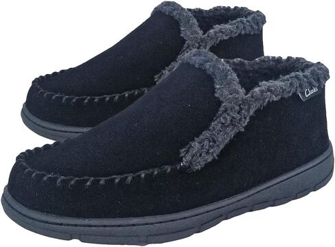 Clarks Men's Suede Leather Sherpa Lined Ankle Bootie Slippers Indoor/Outdoor Slip-Ons - Comfy & Durable Boots with Plush Lining Padded Insole Gripp Rubber Outsoles (Sage Venetian Boot, 9) in Saudi Arabia