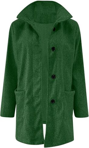 معطف Mmoneyake Trench Coat Women Fall Winter Wool Coats Notch Lapel Double Breadcoat Peacoat Warm Overcoat Wool Blazer for Women in Kuwait