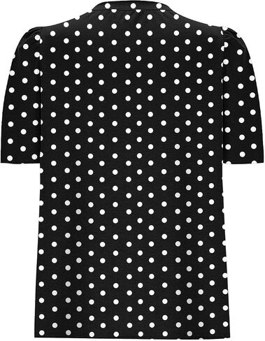 قميص قصير الأكمام للنساء للنساء Polka Dot Tops Summer Crew Neck Plouse Lourd Fit Tops S-XXL in Saudi Arabia