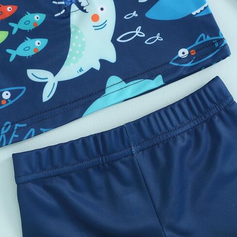 Toddler Baby Boys Swimsuit Set Rash Guard Zipper Long Sleeve with Shorts Hat Swimming Suit Shark Print Bathing Suit in Kuwait