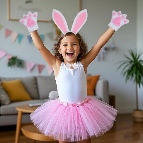 Kirei Sui Kids Costume Bunny Rabbit Dress Up Animal Ears Headband Bowtie Tail Tutu Paws Set in Kuwait
