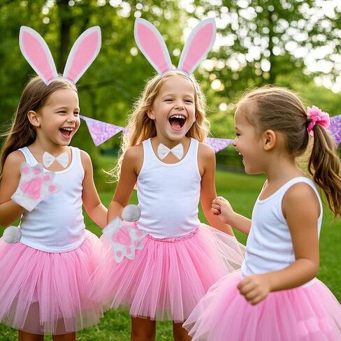 Kirei Sui Kids Costume Bunny Rabbit Dress Up Animal Ears Headband Bowtie Tail Tutu Paws Set in Kuwait