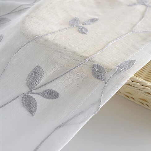 Linen Sheer Curtains Window Treatments Rod Pocket for Living Room Bedroom Simple Modern American Pastoral (2 Panels, W 100 x L 84 inch, Grey) in Kuwait