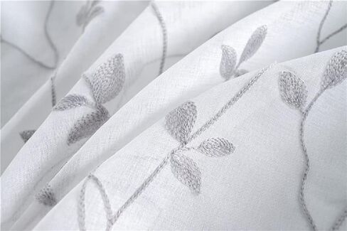 Linen Sheer Curtains Window Treatments Rod Pocket for Living Room Bedroom Simple Modern American Pastoral (2 Panels, W 100 x L 84 inch, Grey) in Kuwait
