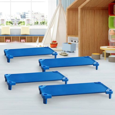 Stackable Daycare Cots for Kid -Pack of 6, Portable Preschool Cots, 52" L x 23" W, Ready-to-Assemble, Space-Saving Toddler Nap Cot for Sleeping, Resting, Naptime, Nursery in Saudi Arabia