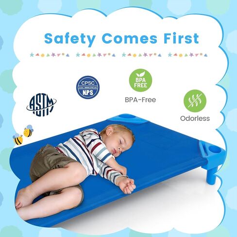 Stackable Daycare Cots for Kid -Pack of 6, Portable Preschool Cots, 52" L x 23" W, Ready-to-Assemble, Space-Saving Toddler Nap Cot for Sleeping, Resting, Naptime, Nursery in Saudi Arabia