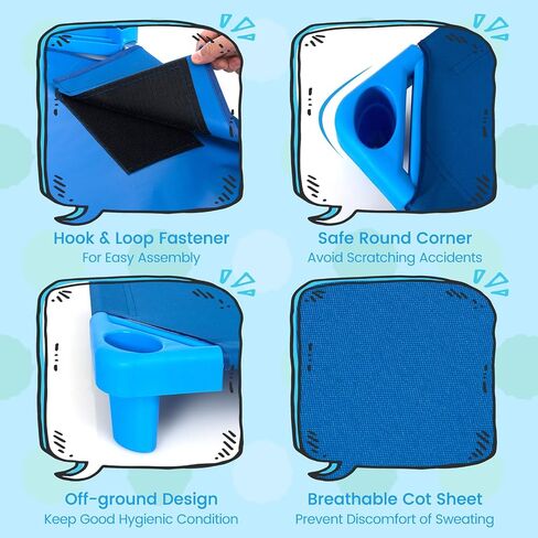 Stackable Daycare Cots for Kid -Pack of 6, Portable Preschool Cots, 52" L x 23" W, Ready-to-Assemble, Space-Saving Toddler Nap Cot for Sleeping, Resting, Naptime, Nursery in Saudi Arabia