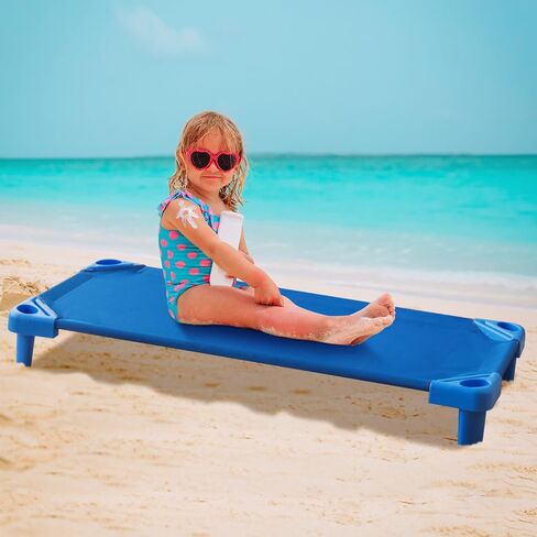 Stackable Daycare Cots for Kid -Pack of 6, Portable Preschool Cots, 52" L x 23" W, Ready-to-Assemble, Space-Saving Toddler Nap Cot for Sleeping, Resting, Naptime, Nursery in Saudi Arabia