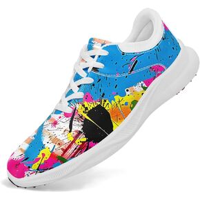 Spikeless Golf Shoes for Men, Women's Breathable Abstract Art Non-Slip Sports Walking Shoes with Air-Outer Golf Sneakers