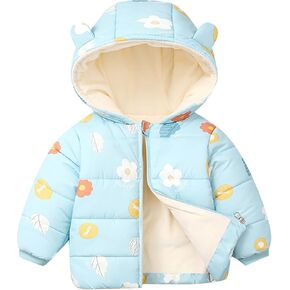 Baby Boys Girls Hooded Down Jacket Toddler Winter Coat Warm Puffer Down Coat Bear Hoods Windproof (Sky Blue, 2-3 Years)