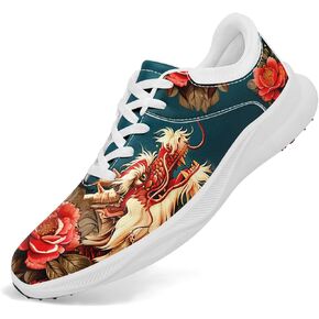 Men's Dragon Golf Shoes, Athletic Spikeless Golf Sneakers Non-Slip Cushion Waterproof Walking Shoes for Women