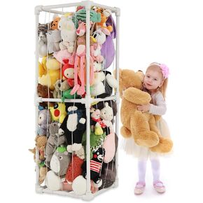 Stuffed Animal Storage Zoo Organizer, PVC Stuffy Toy Zoo Holder, 58'' Tall Vertical Plush Organizer, Large Stuffed Toy Cage for Nursery and Playroom