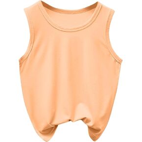 Girls Summer Sleeveless Tank Top Basic Solid Crewneck Comfy Soft Modal Blouse Tees for Boys 2-12 Years