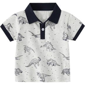 Toddler Boys Polo Shirts Soft Funny Print Lapel Collar Short Sleeve Tops Breathable Stretchy Summer Casual Tee