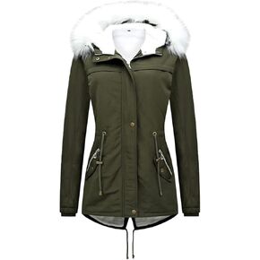 maisdgop Winter Coat for Women Comfy Outerwear with Fur Hood Thickened Sherpa Lined Warm Jackets Mid Length Zipper Jacket