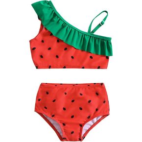 Kid Swimsuits for Girls Toddler Girls Summer Ruffle Swimsuit Infant One Shoulder Sleeveless Girl Swimsuits Age 12