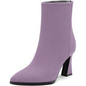 Women's Ankle Boots, Pointed Toe Ankle High Heel Booties, Back Side Zipper Fashion Short Boot for Women