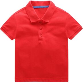 Kid Boys Golf Polo Shirt Stretchy Comfy School Uniform Tops Button Lapel Collar Short Sleeve Solid Color T Shirts