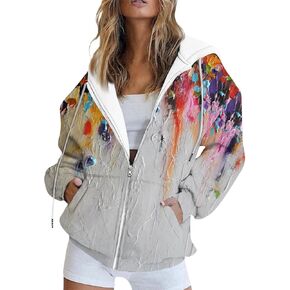 Zip Up Hoodie Women Lightweight Oversized Sweatshirts Y2K Cute Tie Dye Jackets with Pockets Casual Fashion Outfits