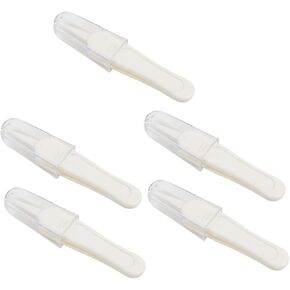 Yardwe 1set Tweezers for Ear and Nose Cleaning Tool with Skid Handle Rounded Tips and Cover for and Travel 5pcs