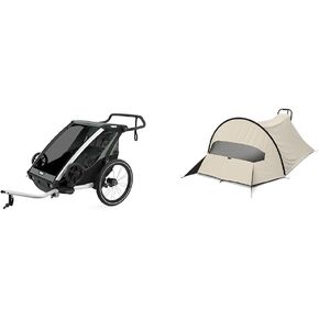 Thule Chariot Lite Multisport Multisport Trailer & Stroller في Agave مع Wind & Sun UPF50+ حماية القنب