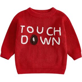 Toddler Baby Girl Boy Knit Sweater Fall Winter Clothes Rugby Long Sleeve Sweatshirt Pullover Baby Football Outfit