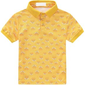 Little Boy's Button Down Polo Shirts Baby Kids Dinosaur Slim-Fit Short Sleeve Cool T Shirt Toddler Girls Cute Summer Tee Tops