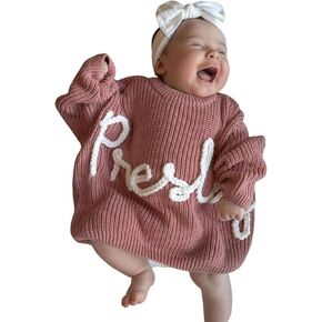 Personalized Baby Knitted Sweater - Custom Name Embroidered Sweater for Babies - Soft & Warm Knit, Unique Gift Idea White