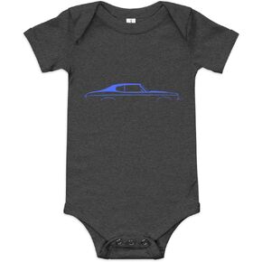 1970 Chevelle Silhouette Collector Car Blue Lines Custom Baby Onesie Short Sleeve one Piece
