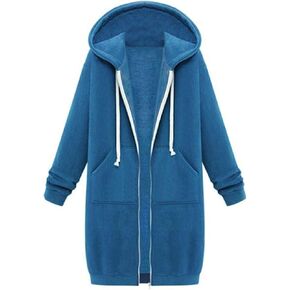 DGHM-JLMY Women's Long Drawstring Zipper Hooded Sweatshirt Casual Sweatshirt Zip Up Long Hoodies Knee Length Tunic Sweatshirt