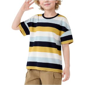 Girls Color Block T-Shirts Short Sleeve Boys Casual Summer Tops Loose Crewneck Basic Tees for Kids 5-13 Years