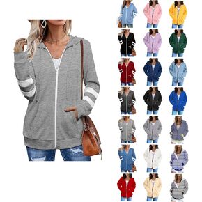 Zip Up Hoodies for Women Plus Size Lightweight Jacket Workout Long Sleeve Drawstring Sweatshirts with Pocket Top