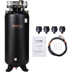 VEVOR 80 Gallon Air Compressor, 6.5HP 15.5SCFM@90 PSI, 2-Stage 145PSI Oil Free Stationary Compressor Tank, 86dB Quiet Compressor for Industrial Manufacturing, Workshops (220V/60Hz Single-Phase Power)