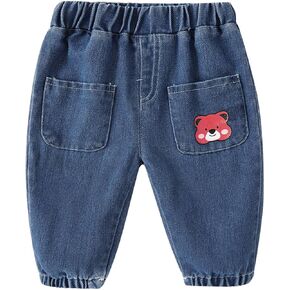 Toddler Baby Jeans, Boy Girl Elastic Waist Denim Jeans with Pocket Boys Bottom Pants Trousers Sweatpants