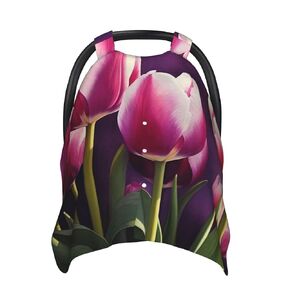 Tulips Baby Car Seat Canopy Cover, Multi Use Breathable Nursing Breastfeeding Covers for Mom Soft Stroller Sun Shade Newborn Shower Gift