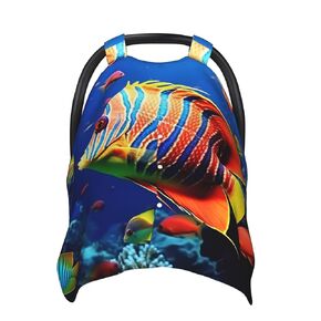 Sea Fishes Baby Car Seat Canopy Cover, Multi Use Breathable Nursing Breastfeeding Covers for Mom Soft Stroller Sun Shade Newborn Shower Gift