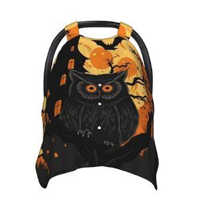 Black Tree Owl Pumpkin Head Castle Baby Car Seat Canopy Cover, Multi Use Breathable Nursing Breastfeeding Covers for Mom Soft Stroller Sun Shade Newborn Shower Gift