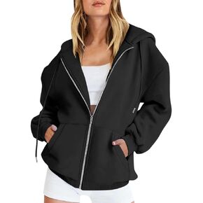 Zip Up Hoodie Women Oversized Lightweight Jacket with Pocket Full-Zip Long Sleeve Y2K Cute Sweatshirts Outfits