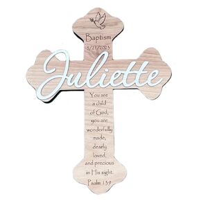 Personalized Custom Baptism Cross First Communion Christening Dedication Gift Wood Cross