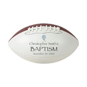 Personalized Baptism Football, Custom Baptism Football, Christening Keepsake (Blue)